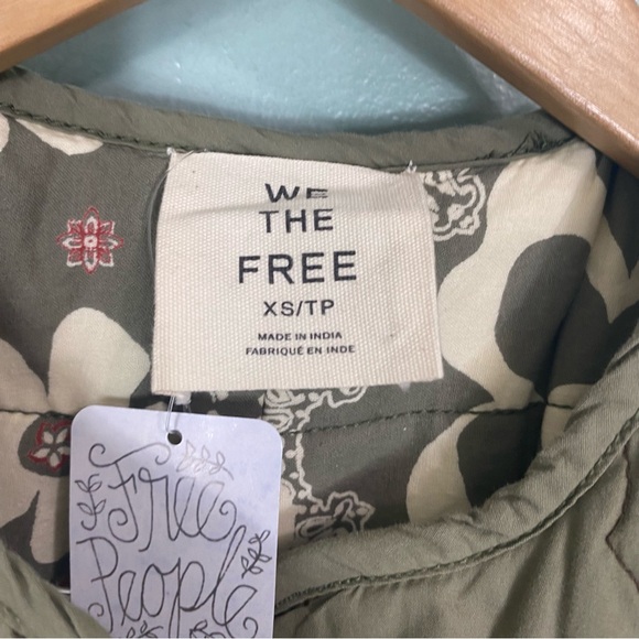 Free People We The Free Zazu Reversible Liner Green Floral XS - Picture 3 of 6
